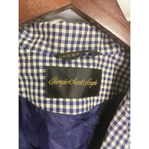 Vintage Giorgio Sant Angelo Womens 1 Button Linen Checkered Blazer Jacket Size 6 - Picture 3 of 4